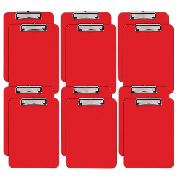 Better Office Products Plastic Clipboards, Durable, 12.5 x 9 Inch, Low Profile Clip, Red, Set of 12, 12PK 45013